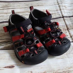 Keen size 12 kids sandals red black
